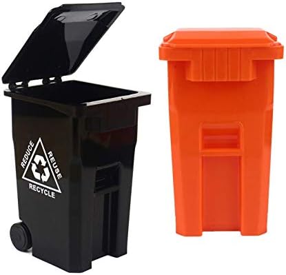 Wiosi Mini Trash Can Pencil Holder for Desks, Black/Orange