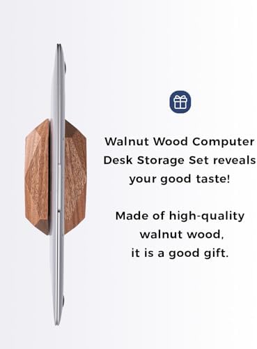 Adjustable Vertical Laptop Stand, MacBook Holder with Wood, Wooden Laptop Stand, Vertical Laptop Holder for Desk, Width 