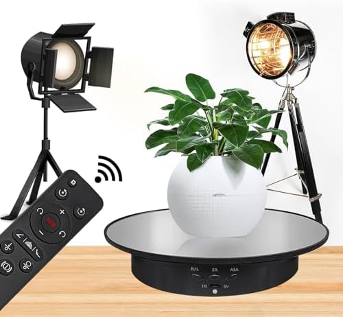 7.9" Mirror Motorized Rotating Display Stand Turntable with Remote & Battery Operated 17.6 LB,Photography Turntable Rota
