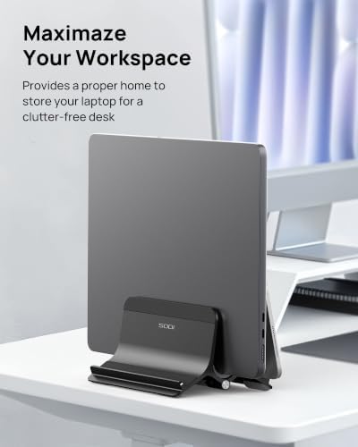 SODI Vertical Laptop Stand Holder for Desk Compatible with MacBook Air, MacBook Pro Stand Vertical Aluminum Up to 17 inc