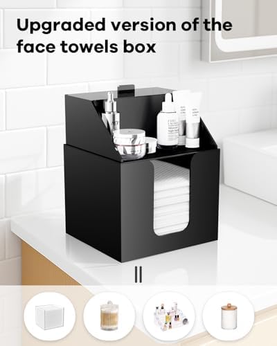 Double Layer Face Towel Holder, Premium Acrylic, Matte Black