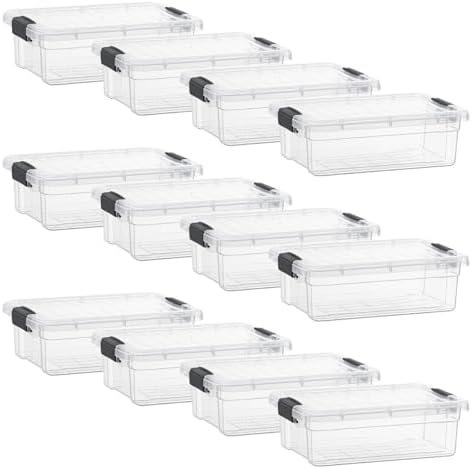 Superio Clear Storage Box with Lid, 2.3 Quart Plastic Container Bins for Organizing, Stackable Crates, BPA Free, Non Tox