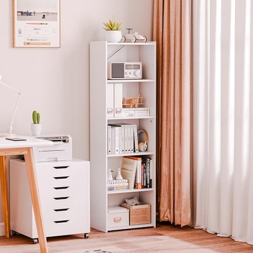 SUPER DEAL 5-Tier Open Shelf Bookcase and Bookshelf, Freestanding Display Storage Shelves Narrow Cube Storage Organizer 