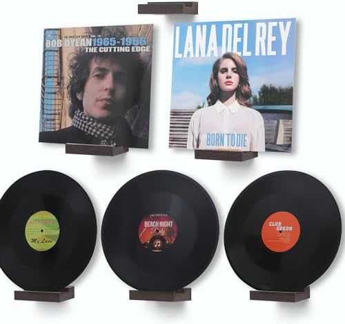 Vinyl Record Shelf Wall Mount,Small Record Holder,Dark Walnut,6Pcs