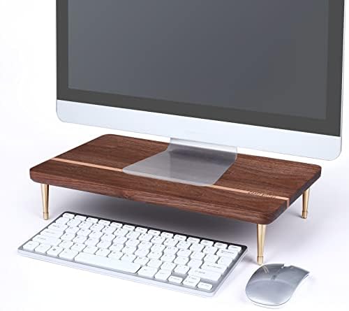 Monitor Stand Riser All Solid Wood Monitor Riser Multi-Purpose Monitor Stand for Laptop Computer iMac Pc (Walnut)