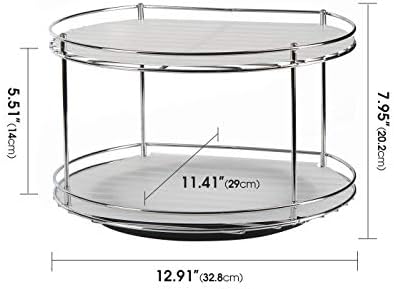 J JACKCUBE DESIGN 2 Tier Lazy Susan Turntable Cabinet Organizer - Rotating Spice Rack Storage Container - Medicine Stora