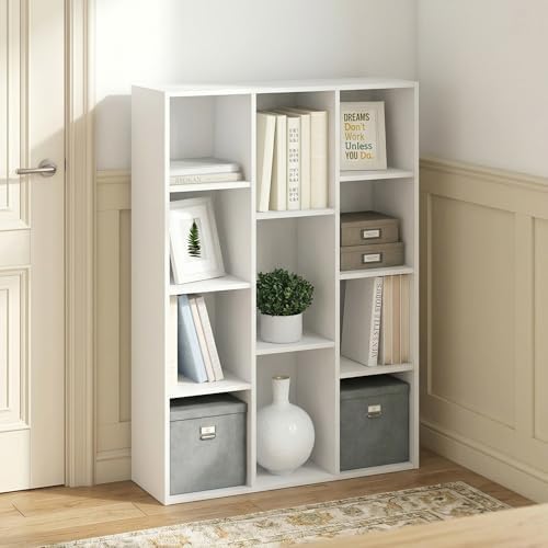 11-Cube Bookshelf, Reversible Bookcase, Book Shelf, Cube Storage Organizer, 9.4 x 29.1 x 41.7, for Home Office, Living R