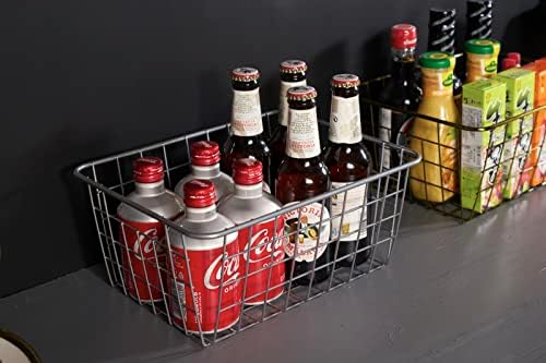 JUNCHU CHERRY Wire Kitchen Storage Basket 4 Packs,Perfect Pantry Organization Accessories Baskets,Laundry Basket,Counter