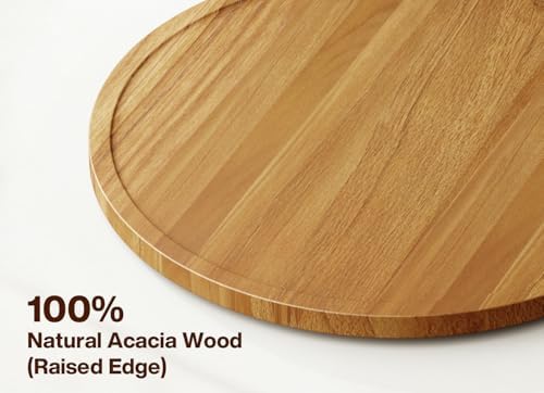 12" Acacia Wood Lazy Susan Turntable Organizer for Table Top, Round Wooden Lazy Susan Storage for Cabinet Countertop Pan