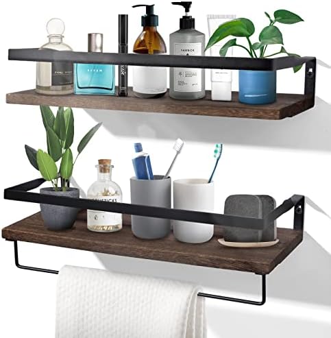 Uten Floating Shelves Set of 2, Wall Mounted with Towel Bar