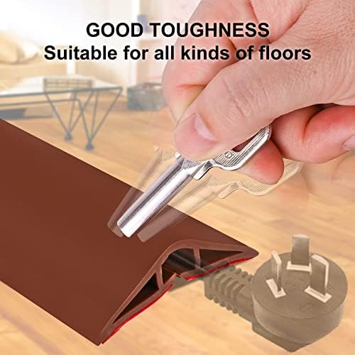 10Ft Floor Cord Cover Brown Silicone Cable Protector Easy to Install Wire Organizer and Hider for Home, Office, Garage (