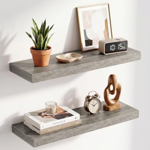 24 Inch Floating Shelves for Wall 2 Pack, Wood Wall Bathroom Shelves