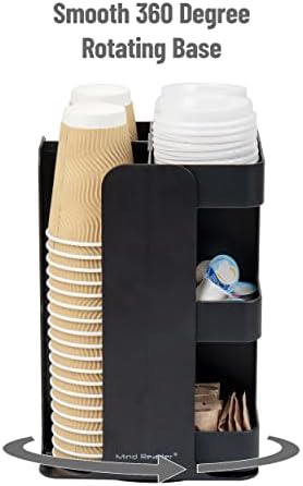 Mind Reader Cup Condiment Carousel, Countertop Organizer, Coffee Bar Accesories, Kitchen, Stirrers, 8"L x 8"W x 12"H, Bl