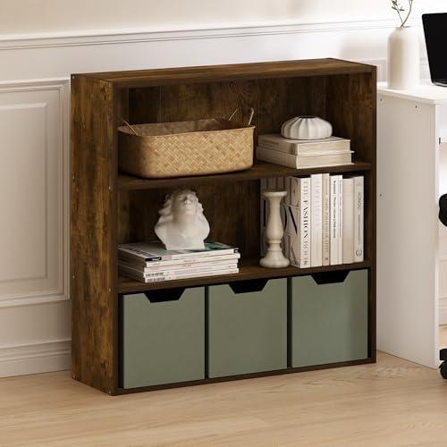Furinno PASIR Book Shelf, 3-Tier Bookshelf with Open Storage Shelf, Standing Bookcase, 9.3 x 31.3 x 31.5, Easy Assembly,