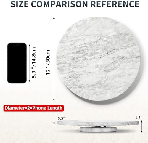 Marble Lazy Susan, 12" Lazy Susan Board with Silent Rotating