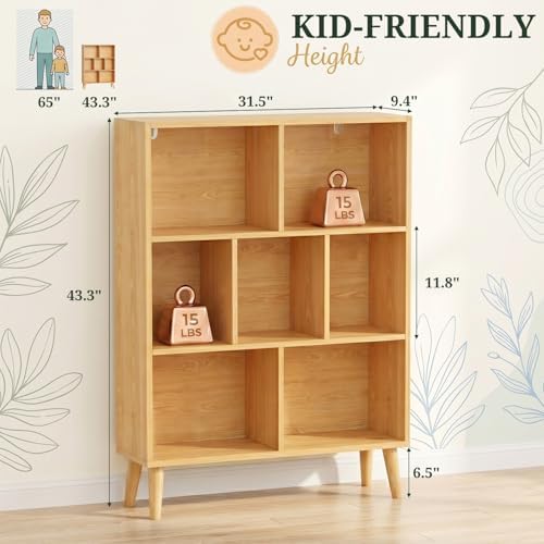 7 Cube Storage Organizer Shelf，Open Cube Bookshelf with Legs