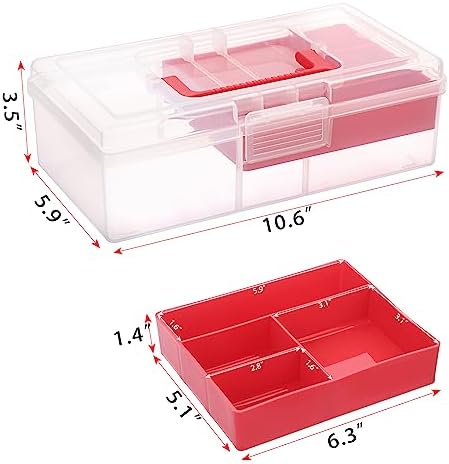 JUXYES Plastic Fishing Tackle Box Organizer with Removable Dividers, Clear Fishing Tackle Storage Boxes with Handle, 2 L