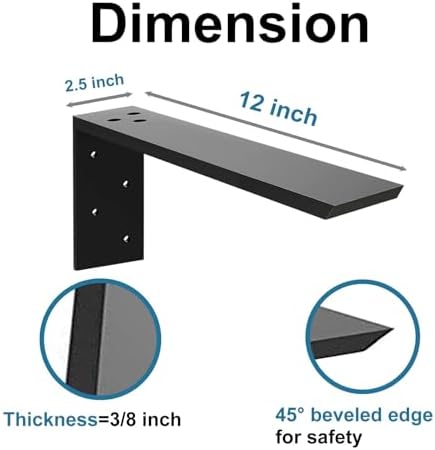 WINKER Countertop Support Bracket Heavy Duty Granite Hidden Forward L Shelf Bracket Metal Corbels for Quartz/Wood/Concre