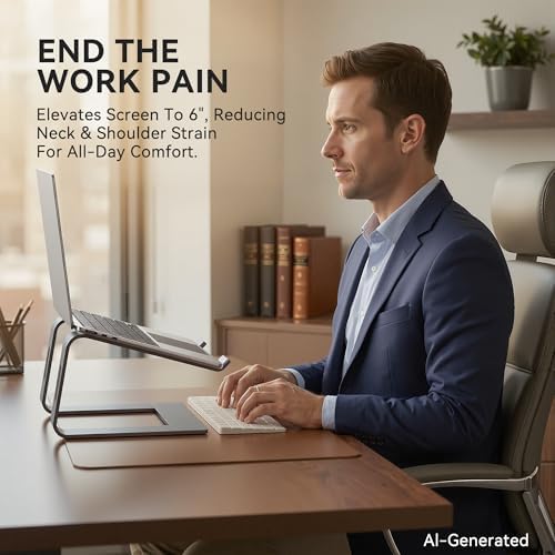 SOUNDANCE Laptop Stand, Aluminum Ergonomic Desk Riser, 10-15.6", Grey