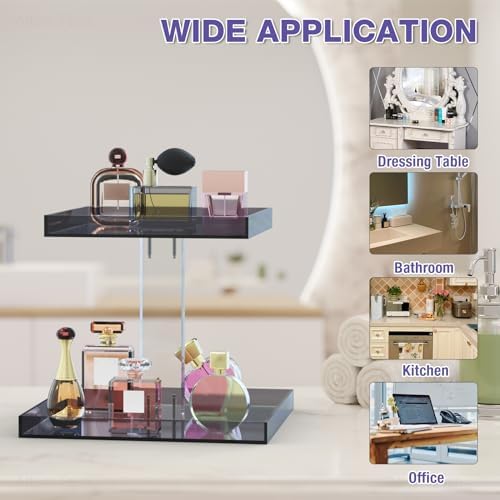 NiHome Perfume Organizer 2-Tier Acrylic Cologne Vanity Makeup Holder, Gray