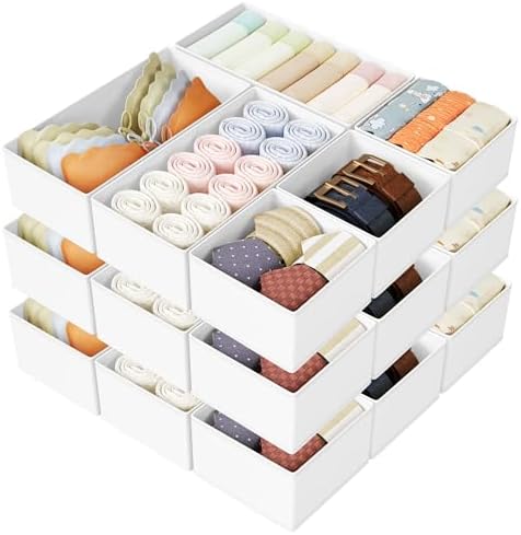 DIMJ Drawer Organizer Clothes Storage - 18 Pack Baby Dresser Organizer for Nursery, Foldable Drawer Dividers for Bedroom