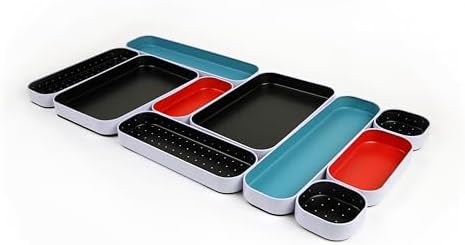 Three by Three Seattle Metal Drawer Organizer Tray Set, 10-Pc, 1" (Multi)