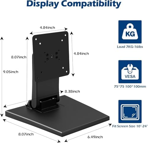 WEARSON Adjustable LCD TV Stand Folding Metal Monitor Desk Stand with VESA Hole 75x75mm&100x100mm (WS-03A2)