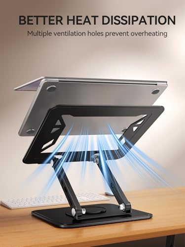 tounee Laptop Stand for Desk, Adjustable Computer Stand Holder with 360° Rotating Base, Ergonomic Laptop Riser Compatibl
