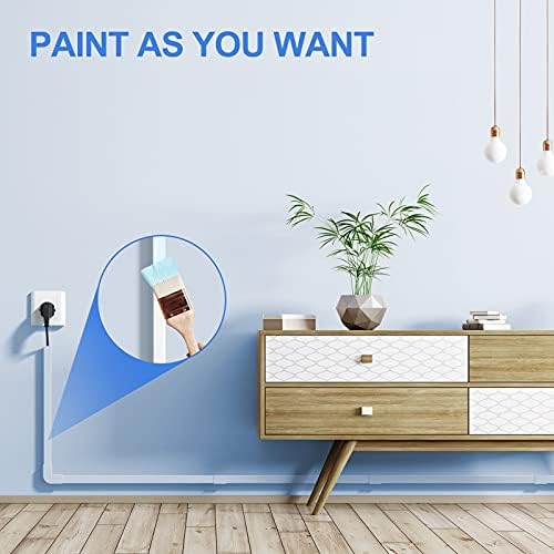 Yecaye 250in Cord Hider, Small Wall Cord Covers, W0.59in H0.4in, White