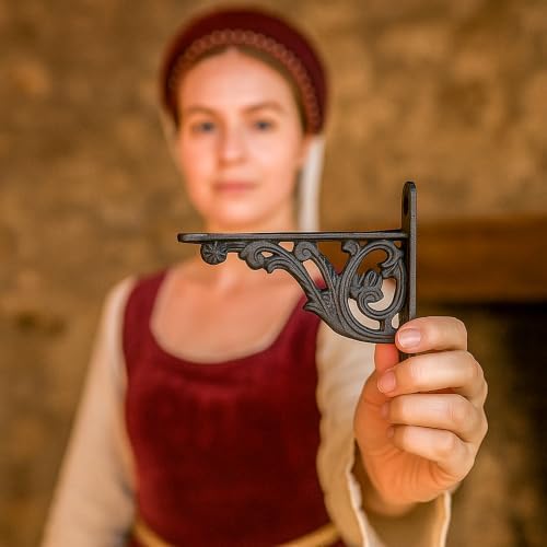 Mystic Colonial Cast Iron Shelf Brackets 10.5 cm x 15.5 cm (4⅛ in x 6⅛ in) | Victorian Heavy-Duty Decorative Wall Mount 