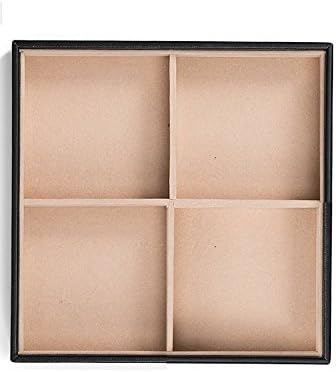 Glenor Co Jewelry Organizer Tray - Set of 2 - Stackable 8 Square Slot Jewelry Storage Trays - Display on Dresser or Drawer - Compatible with other trays - Black