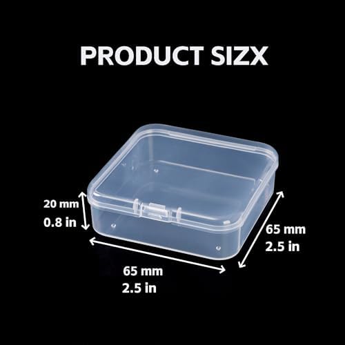 LJY 32 Clear Square Plastic Boxes, 2.5 x 2.5 x 0.8 in for Electronics