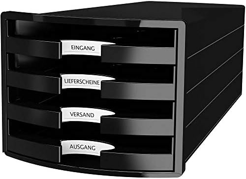 Han Impuls Drawer Box DIN A4/C4 4 Open Drawers Black