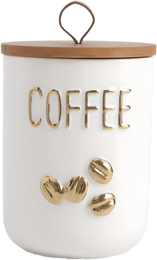 Simcat 27oz Ceramic Canister Set with Airtight Seal Bamboo Lid and Silicone Seal Damp-Proof Kitchen Jar Tea Coffee Sugar Canister Set Food Storage Containers (Portable sealed jar-(coffee))