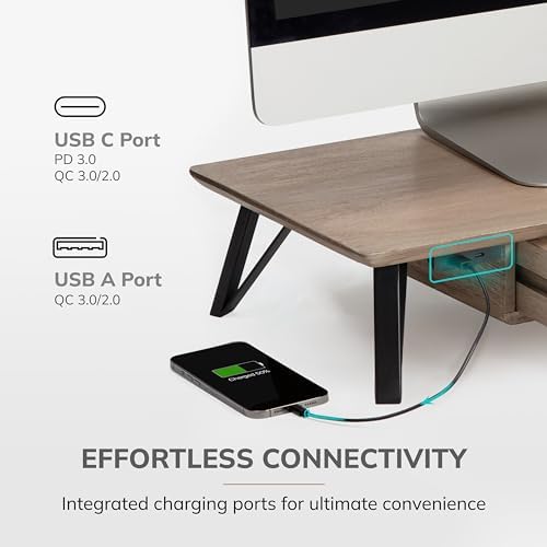 Anji Mountain Monitor Stand for Desk - Desktop Organizer & Laptop Riser, Ergonomic Monitor Riser, Space-Saving, Durable,