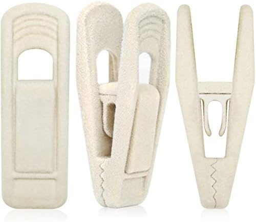 TOFIIGREM Velvet Hanger Clips - 40 PCS Beige Non-Slip Velvet Clips for Pants, Suits & Skirts