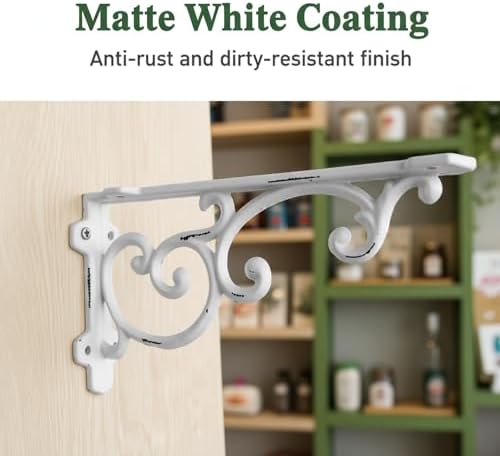 Heavy Duty 8.1"x4.4" Vintage Brackets for Floating Shelves & Kitchen Storage, 8 inch Cast Iron Shelf Brackets - Industri