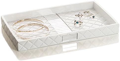 Creative Scents Quilted Mirror Vanity Trays for Bathroom – Decorative Cosmetics Organizer - Durable Resin -Bathroom Tray