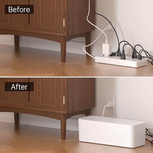 YECAYE 4 Pack Cable Management Box, Pet Friendly Cord Organizer Box for Home & Office, Child-Proof Cable and Power Strip