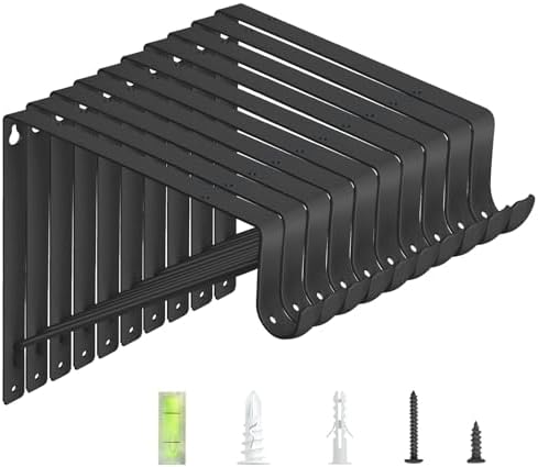 10-Pack Closet Rod Bracket, 10.8x10.8Inch Closet Shelf Brackets Heavy Duty Wall Mounted, Matte Black Steel Closet Rod Su