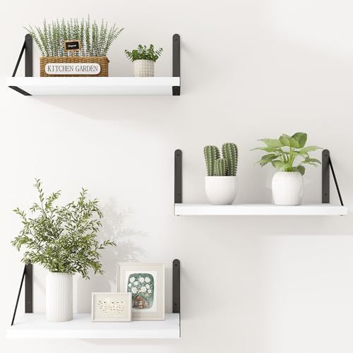 Heimlove Floating Shelves for Wall Set of 3,Light Wood Wall Mounted Bookshelf Decorative Shelf for Living Room Bathroom 