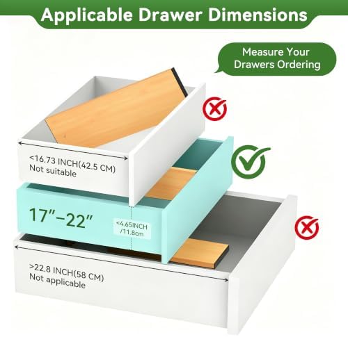 FJO 6 Pack Bamboo Drawer Dividers 4.65" High Adjustable from 17'' to 22''