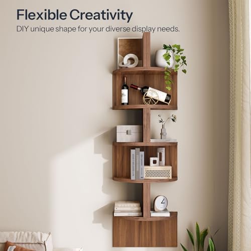 HOOBRO Corner Shelf Wall-Mounted, Set of 2 Floating Corner Shelves for Wall