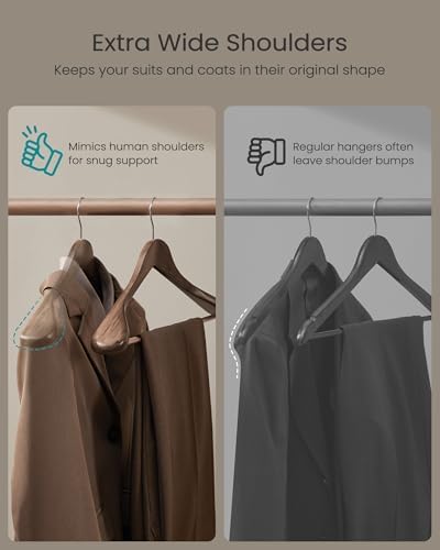 SONGMICS Wooden Suit Hangers 10 Pack, Extra-Wide Shoulder Clothes Hangers