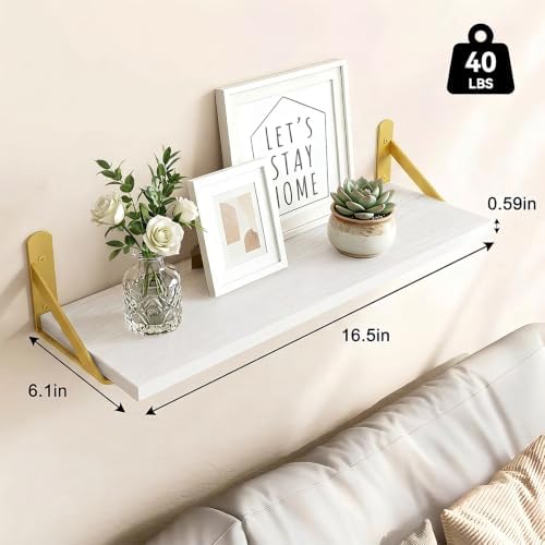 Fixwal Wall Floating Shelves for Home Decor (White, Set of 5, 16.5 Inch)