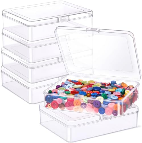 Jetec 6 Pieces Small Clear Plastic Storage Box, 5 x 4 x 1.3 Inch