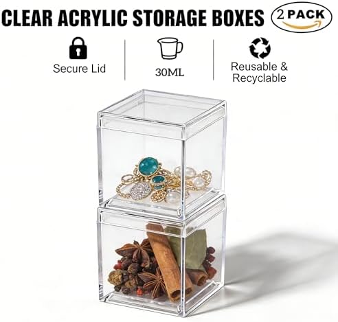 KissYou 12-Pack Small Acrylic Box Mini Square Cube, 1.3x1.3x1.3 Inch