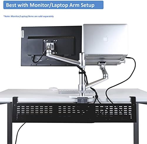 AEONS Under Desk Cable Management Tray Kit - Horizontal Adjustable up to 41” Removable C Clamp Mount Reversible Computer