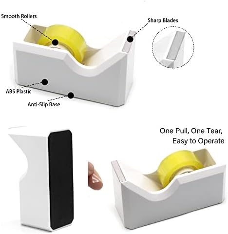 White Office Supplies Set,Desk Accessories Stapler and Tape Dispenser 10PCS