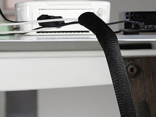 Cable Tube – Self-Closing & cuttable Cable Sleeve, 2m x 25mm, Black – Flexible Cable Channel for Cable Management at des